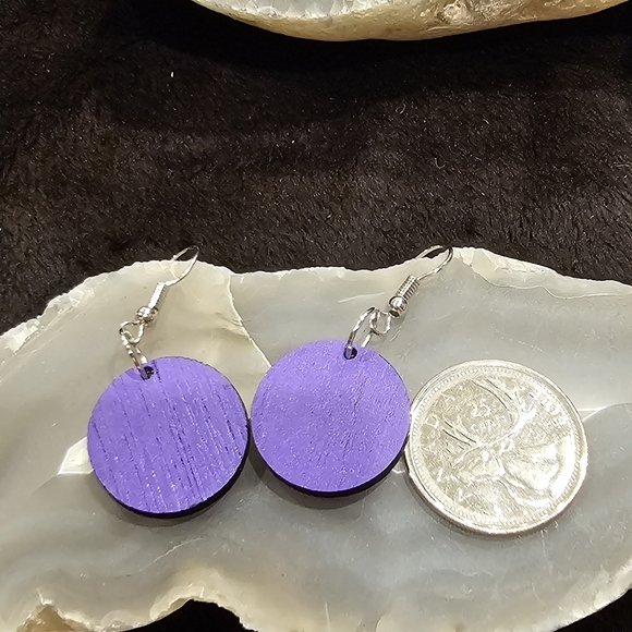🌞2 for $20🌞 Laser-cut Wood Circle Earrings - Picture 2 of 6